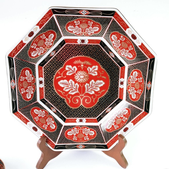 Vintage Gold Mum San Francisco Asian 4pc Dinnerware Set Gold Orange Red Floral - Picture 2 of 10